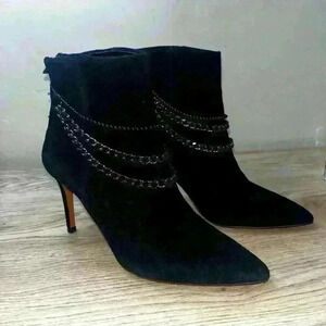 NEW GILI G.I.L.I. Leather Ankle Boots w/ Chain Detail - Maxette BLACK Sz 6.5M